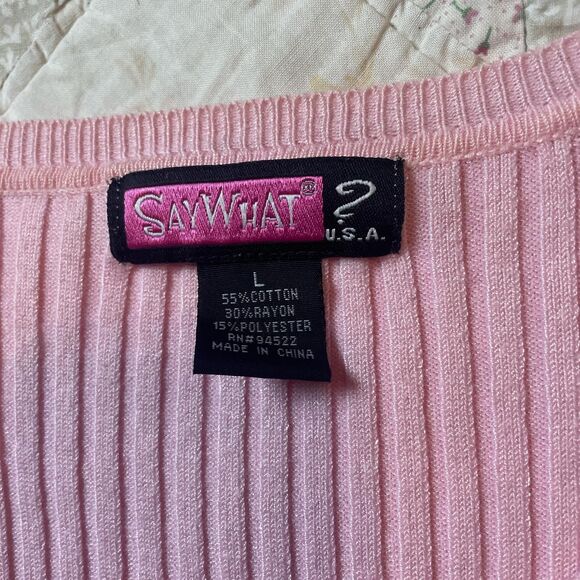 say what vintage y2k feminine pink half sleeve v neck babydoll henley top - Picture 7 of 8